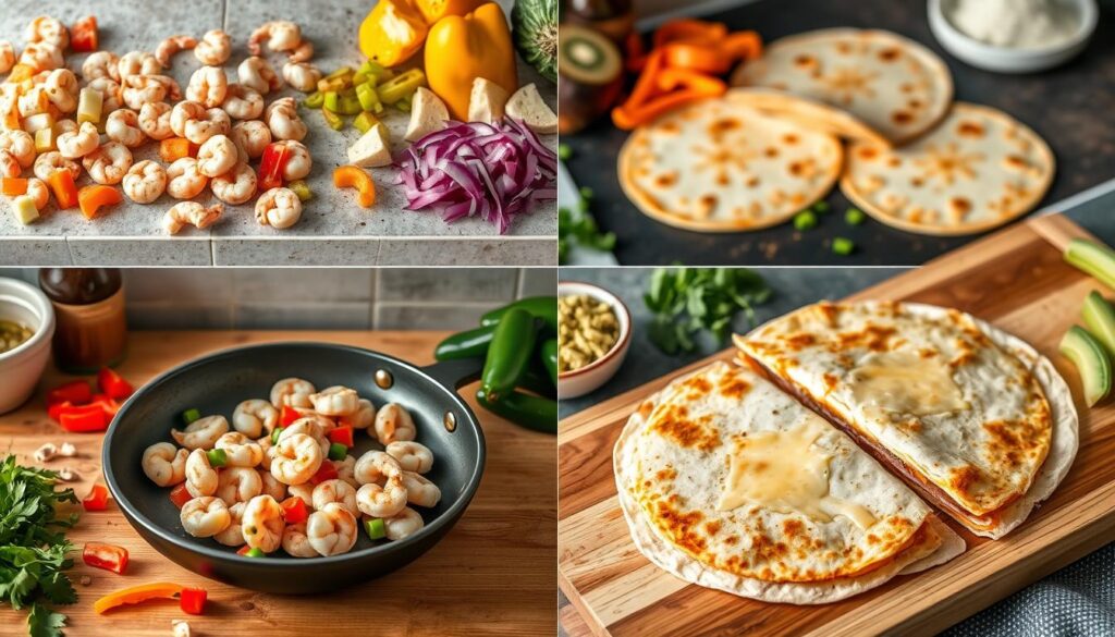 Cooking Shrimp Quesadillas Step by Step