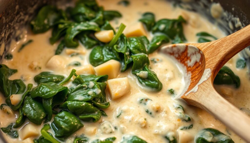 Creamy Spinach Pasta Sauce Preparation